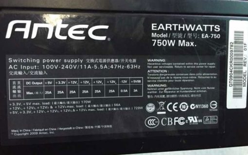 Nguồn PSU Antec EARTHWATTS EA- 750w chính hãng